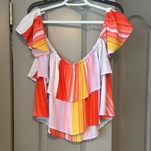 Buddy Love Colorful Ruffled off-shoulder Blouse